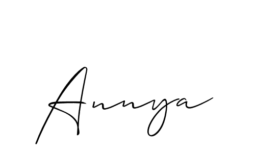 Design your own signature with our free online signature maker. With this signature software, you can create a handwritten (Allison_Script) signature for name Annya. Annya signature style 2 images and pictures png
