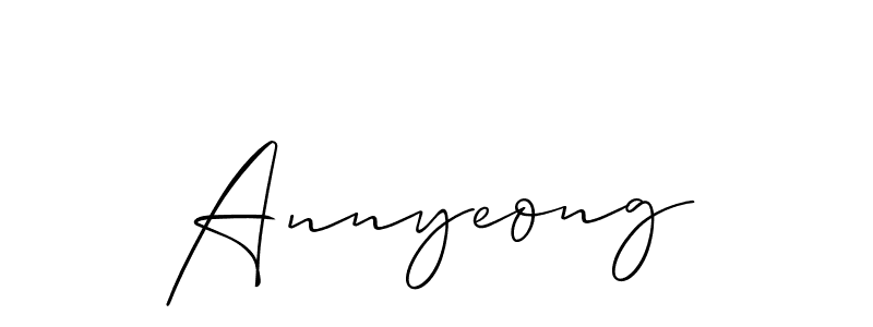 Also we have Annyeong name is the best signature style. Create professional handwritten signature collection using Allison_Script autograph style. Annyeong signature style 2 images and pictures png