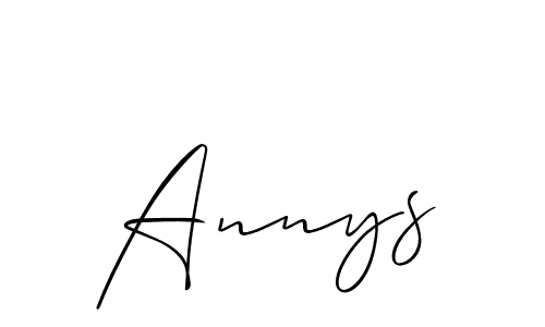 Make a beautiful signature design for name Annys. With this signature (Allison_Script) style, you can create a handwritten signature for free. Annys signature style 2 images and pictures png