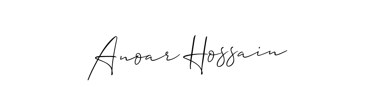 if you are searching for the best signature style for your name Anoar Hossain. so please give up your signature search. here we have designed multiple signature styles  using Allison_Script. Anoar Hossain signature style 2 images and pictures png