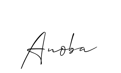 Use a signature maker to create a handwritten signature online. With this signature software, you can design (Allison_Script) your own signature for name Anoba. Anoba signature style 2 images and pictures png