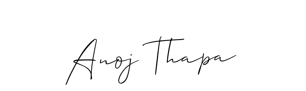 Create a beautiful signature design for name Anoj Thapa. With this signature (Allison_Script) fonts, you can make a handwritten signature for free. Anoj Thapa signature style 2 images and pictures png