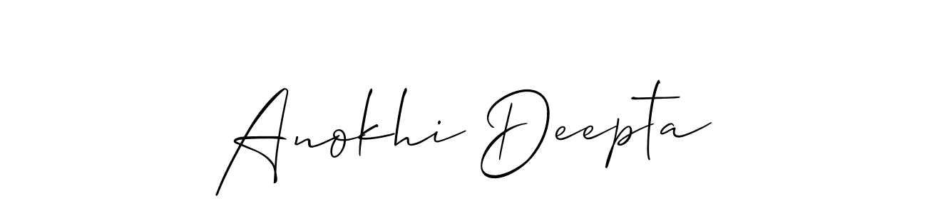 Make a beautiful signature design for name Anokhi Deepta. With this signature (Allison_Script) style, you can create a handwritten signature for free. Anokhi Deepta signature style 2 images and pictures png