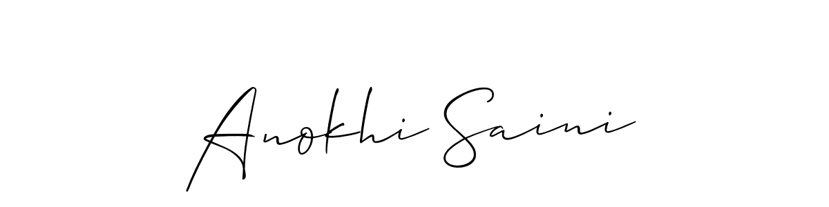 Allison_Script is a professional signature style that is perfect for those who want to add a touch of class to their signature. It is also a great choice for those who want to make their signature more unique. Get Anokhi Saini name to fancy signature for free. Anokhi Saini signature style 2 images and pictures png