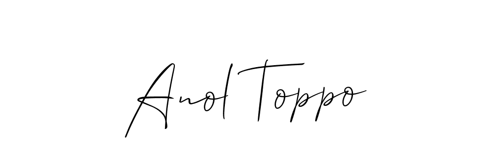 Similarly Allison_Script is the best handwritten signature design. Signature creator online .You can use it as an online autograph creator for name Anol Toppo. Anol Toppo signature style 2 images and pictures png