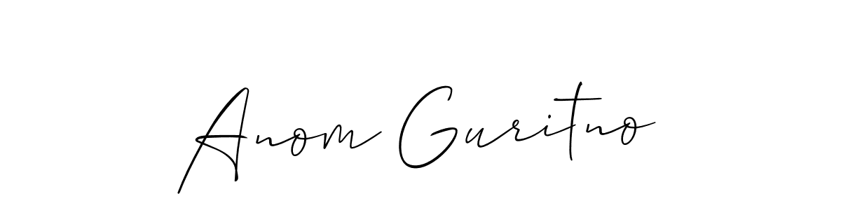 Allison_Script is a professional signature style that is perfect for those who want to add a touch of class to their signature. It is also a great choice for those who want to make their signature more unique. Get Anom Guritno name to fancy signature for free. Anom Guritno signature style 2 images and pictures png