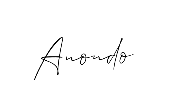 Use a signature maker to create a handwritten signature online. With this signature software, you can design (Allison_Script) your own signature for name Anondo. Anondo signature style 2 images and pictures png