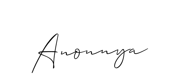 Use a signature maker to create a handwritten signature online. With this signature software, you can design (Allison_Script) your own signature for name Anonnya. Anonnya signature style 2 images and pictures png