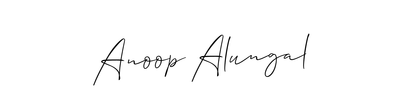 How to make Anoop Alungal name signature. Use Allison_Script style for creating short signs online. This is the latest handwritten sign. Anoop Alungal signature style 2 images and pictures png