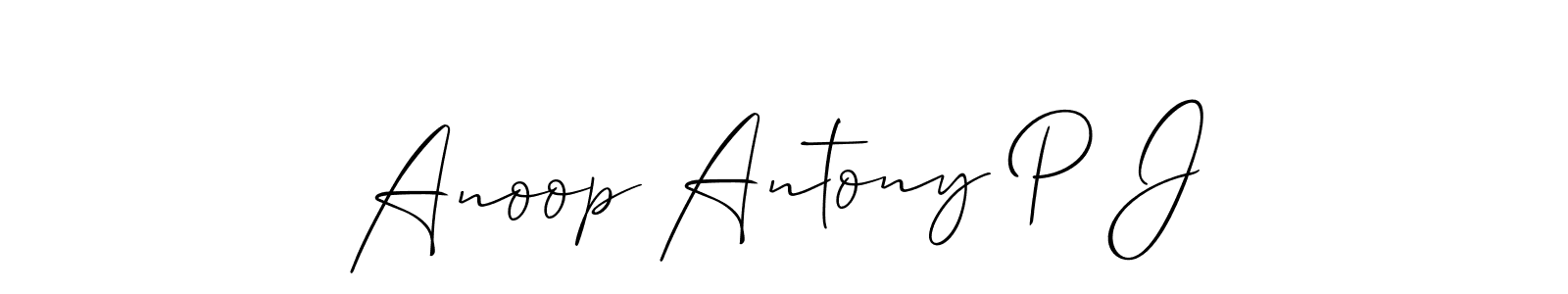 Make a short Anoop Antony P J signature style. Manage your documents anywhere anytime using Allison_Script. Create and add eSignatures, submit forms, share and send files easily. Anoop Antony P J signature style 2 images and pictures png