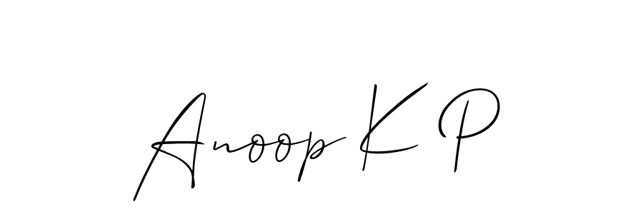 Make a beautiful signature design for name Anoop K P. With this signature (Allison_Script) style, you can create a handwritten signature for free. Anoop K P signature style 2 images and pictures png