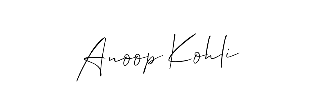 Make a beautiful signature design for name Anoop Kohli. With this signature (Allison_Script) style, you can create a handwritten signature for free. Anoop Kohli signature style 2 images and pictures png