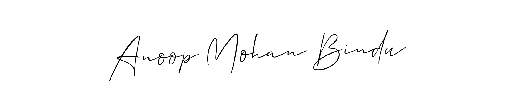 How to make Anoop Mohan Bindu name signature. Use Allison_Script style for creating short signs online. This is the latest handwritten sign. Anoop Mohan Bindu signature style 2 images and pictures png