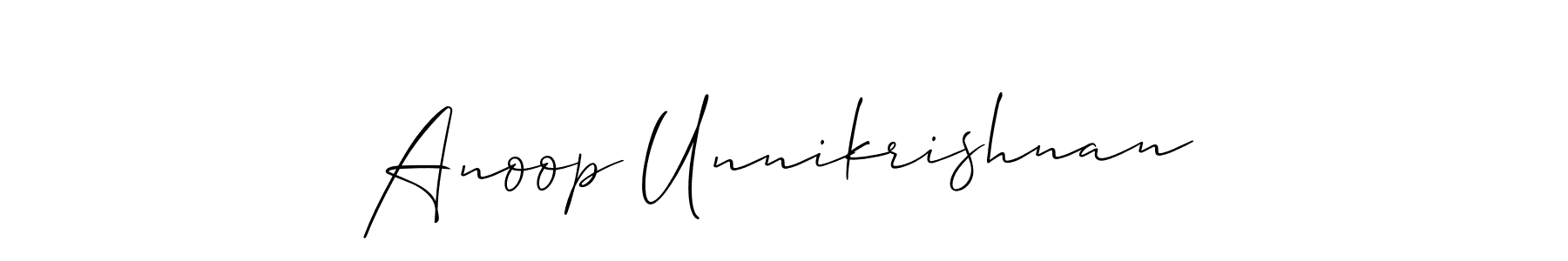 Also we have Anoop Unnikrishnan name is the best signature style. Create professional handwritten signature collection using Allison_Script autograph style. Anoop Unnikrishnan signature style 2 images and pictures png