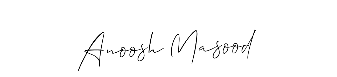 How to make Anoosh Masood name signature. Use Allison_Script style for creating short signs online. This is the latest handwritten sign. Anoosh Masood signature style 2 images and pictures png