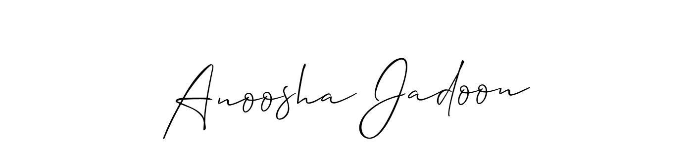 It looks lik you need a new signature style for name Anoosha Jadoon. Design unique handwritten (Allison_Script) signature with our free signature maker in just a few clicks. Anoosha Jadoon signature style 2 images and pictures png