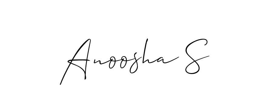 Design your own signature with our free online signature maker. With this signature software, you can create a handwritten (Allison_Script) signature for name Anoosha S. Anoosha S signature style 2 images and pictures png