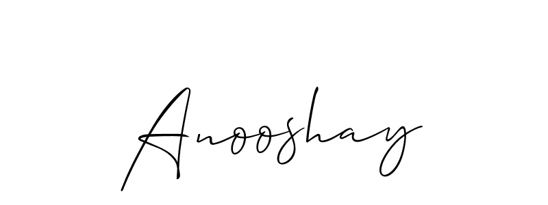 Use a signature maker to create a handwritten signature online. With this signature software, you can design (Allison_Script) your own signature for name Anooshay. Anooshay signature style 2 images and pictures png