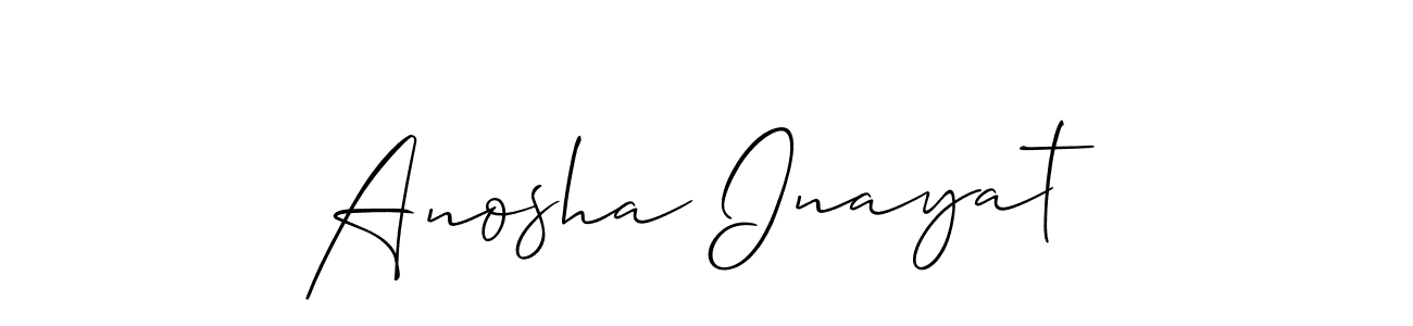 Use a signature maker to create a handwritten signature online. With this signature software, you can design (Allison_Script) your own signature for name Anosha Inayat. Anosha Inayat signature style 2 images and pictures png
