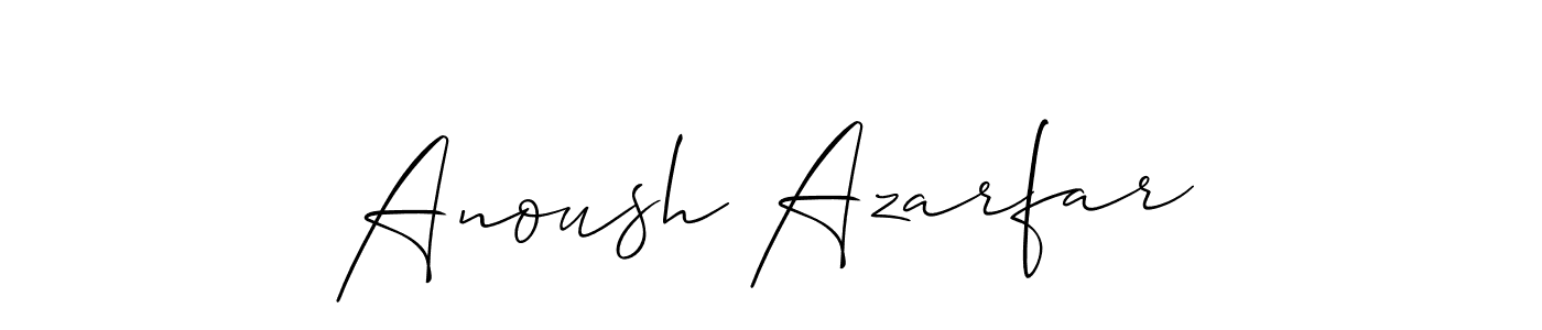 It looks lik you need a new signature style for name Anoush Azarfar. Design unique handwritten (Allison_Script) signature with our free signature maker in just a few clicks. Anoush Azarfar signature style 2 images and pictures png
