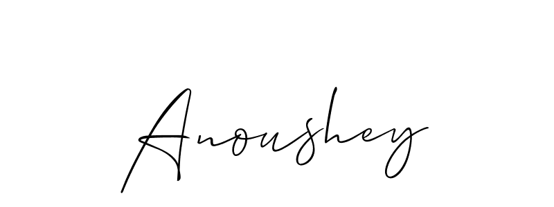 Similarly Allison_Script is the best handwritten signature design. Signature creator online .You can use it as an online autograph creator for name Anoushey. Anoushey signature style 2 images and pictures png