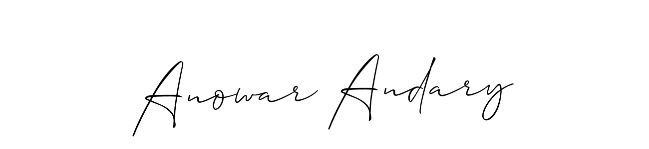 Allison_Script is a professional signature style that is perfect for those who want to add a touch of class to their signature. It is also a great choice for those who want to make their signature more unique. Get Anowar Andary name to fancy signature for free. Anowar Andary signature style 2 images and pictures png