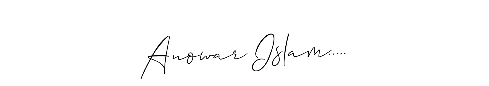 Allison_Script is a professional signature style that is perfect for those who want to add a touch of class to their signature. It is also a great choice for those who want to make their signature more unique. Get Anowar Islam..... name to fancy signature for free. Anowar Islam..... signature style 2 images and pictures png