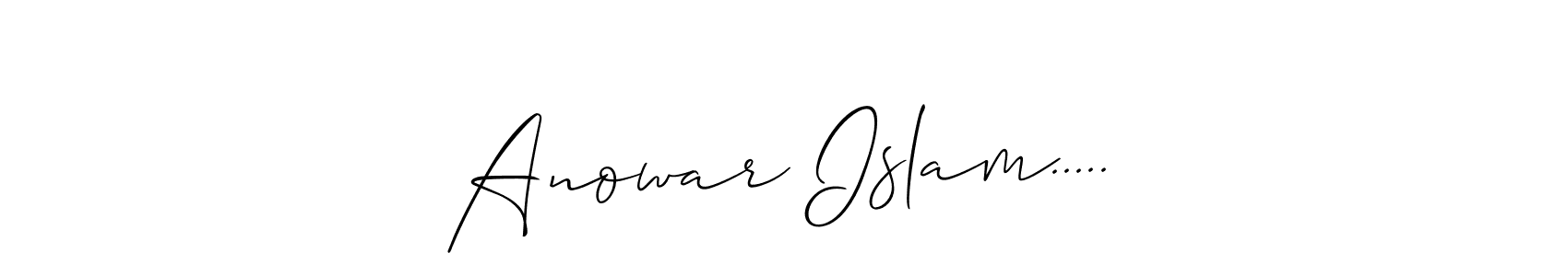 Make a beautiful signature design for name Anowar Islam...... With this signature (Allison_Script) style, you can create a handwritten signature for free. Anowar Islam..... signature style 2 images and pictures png