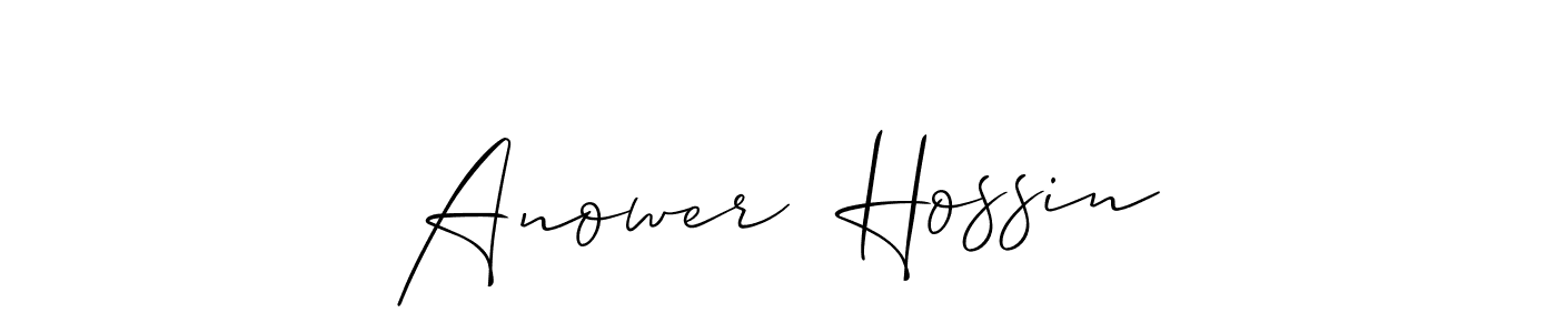 It looks lik you need a new signature style for name Anower  Hossin. Design unique handwritten (Allison_Script) signature with our free signature maker in just a few clicks. Anower  Hossin signature style 2 images and pictures png