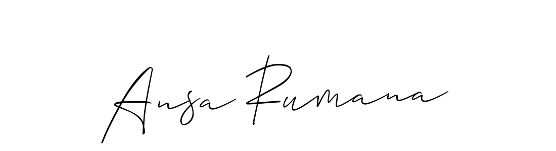 You should practise on your own different ways (Allison_Script) to write your name (Ansa Rumana) in signature. don't let someone else do it for you. Ansa Rumana signature style 2 images and pictures png