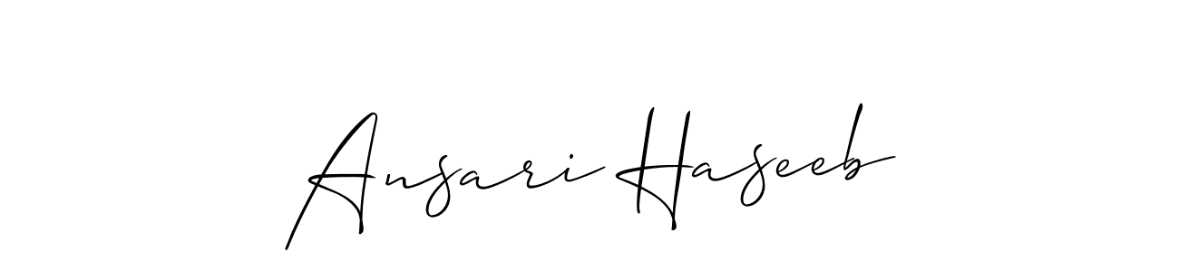 The best way (Allison_Script) to make a short signature is to pick only two or three words in your name. The name Ansari Haseeb include a total of six letters. For converting this name. Ansari Haseeb signature style 2 images and pictures png