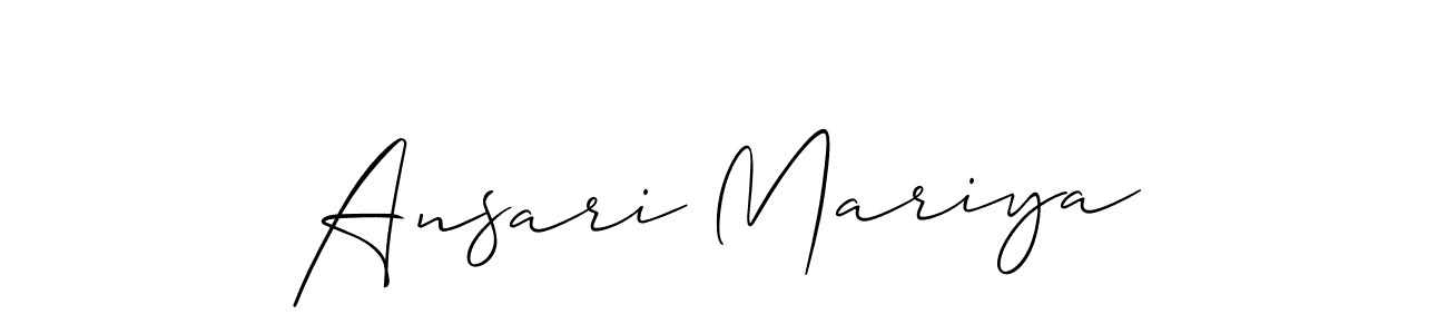 It looks lik you need a new signature style for name Ansari Mariya. Design unique handwritten (Allison_Script) signature with our free signature maker in just a few clicks. Ansari Mariya signature style 2 images and pictures png