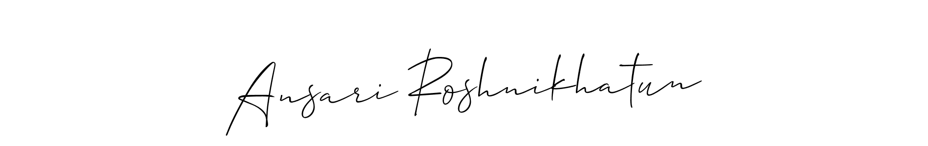 It looks lik you need a new signature style for name Ansari Roshnikhatun. Design unique handwritten (Allison_Script) signature with our free signature maker in just a few clicks. Ansari Roshnikhatun signature style 2 images and pictures png