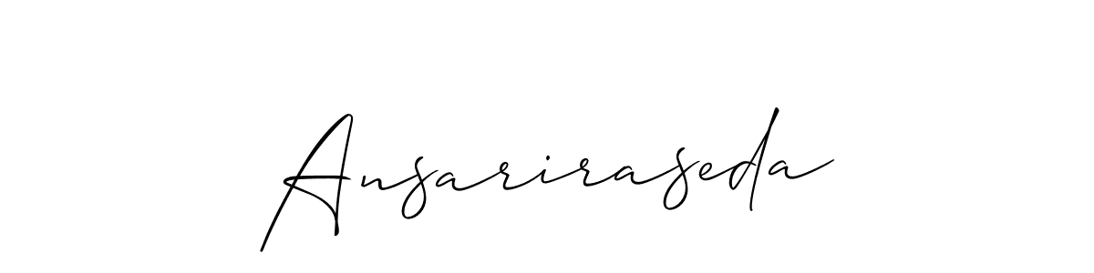 Use a signature maker to create a handwritten signature online. With this signature software, you can design (Allison_Script) your own signature for name Ansariraseda. Ansariraseda signature style 2 images and pictures png