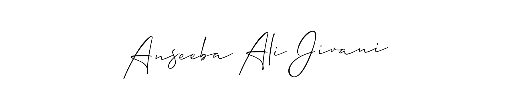 It looks lik you need a new signature style for name Anseeba Ali Jivani. Design unique handwritten (Allison_Script) signature with our free signature maker in just a few clicks. Anseeba Ali Jivani signature style 2 images and pictures png