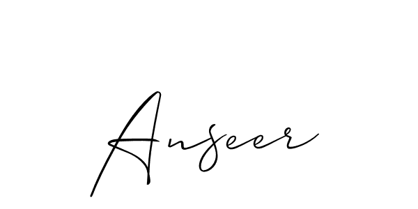 Make a beautiful signature design for name Anseer. With this signature (Allison_Script) style, you can create a handwritten signature for free. Anseer signature style 2 images and pictures png