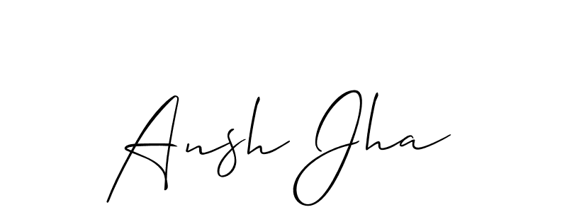 You should practise on your own different ways (Allison_Script) to write your name (Ansh Jha) in signature. don't let someone else do it for you. Ansh Jha signature style 2 images and pictures png