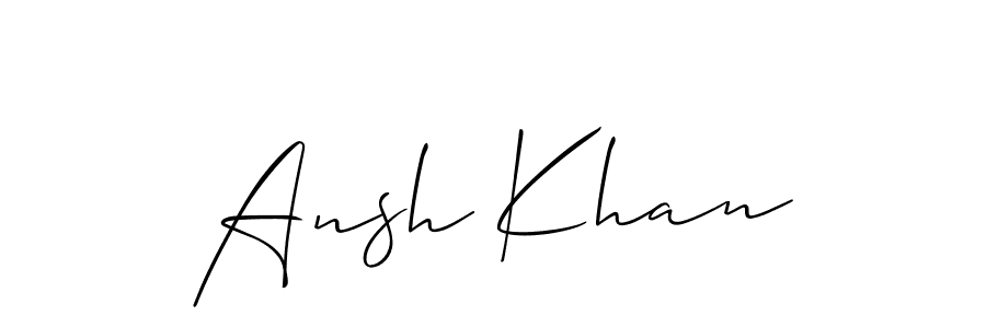 You should practise on your own different ways (Allison_Script) to write your name (Ansh Khan) in signature. don't let someone else do it for you. Ansh Khan signature style 2 images and pictures png