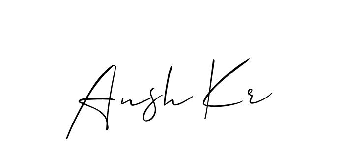 Create a beautiful signature design for name Ansh Kr. With this signature (Allison_Script) fonts, you can make a handwritten signature for free. Ansh Kr signature style 2 images and pictures png