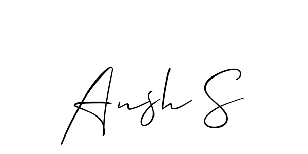 if you are searching for the best signature style for your name Ansh S. so please give up your signature search. here we have designed multiple signature styles  using Allison_Script. Ansh S signature style 2 images and pictures png