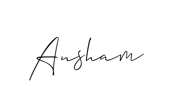 It looks lik you need a new signature style for name Ansham. Design unique handwritten (Allison_Script) signature with our free signature maker in just a few clicks. Ansham signature style 2 images and pictures png