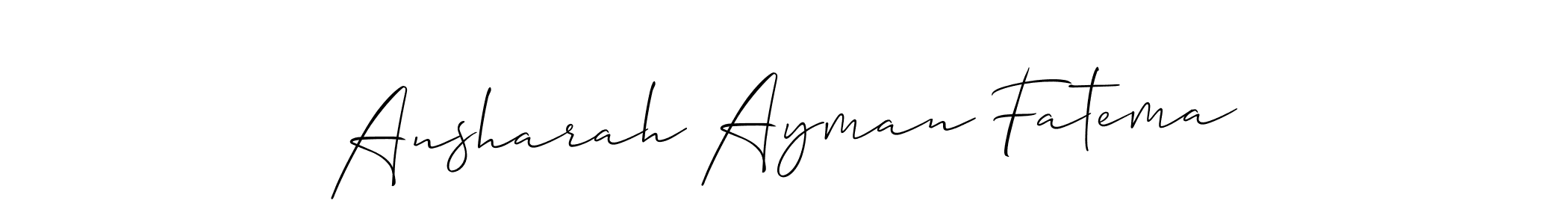 How to make Ansharah Ayman Fatema name signature. Use Allison_Script style for creating short signs online. This is the latest handwritten sign. Ansharah Ayman Fatema signature style 2 images and pictures png