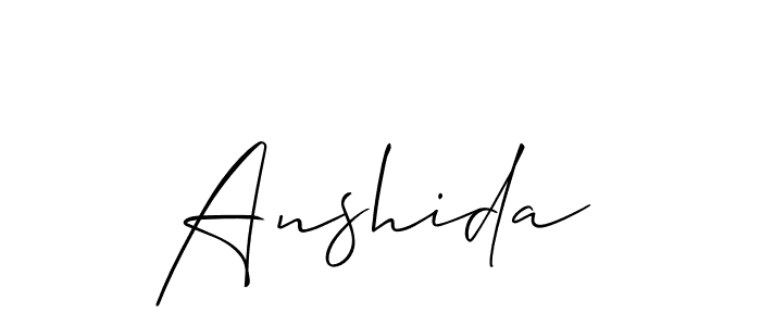 You should practise on your own different ways (Allison_Script) to write your name (Anshida) in signature. don't let someone else do it for you. Anshida signature style 2 images and pictures png