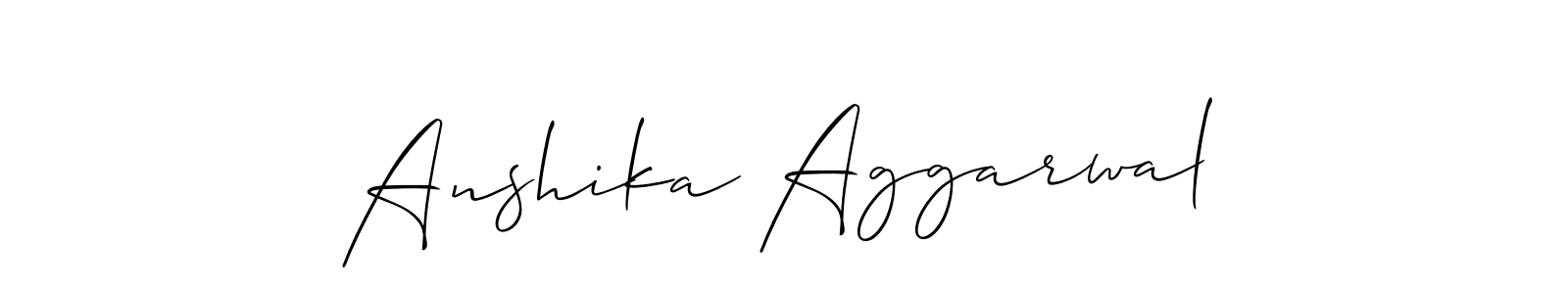 Create a beautiful signature design for name Anshika Aggarwal. With this signature (Allison_Script) fonts, you can make a handwritten signature for free. Anshika Aggarwal signature style 2 images and pictures png
