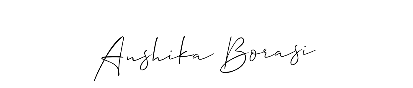 Design your own signature with our free online signature maker. With this signature software, you can create a handwritten (Allison_Script) signature for name Anshika Borasi. Anshika Borasi signature style 2 images and pictures png