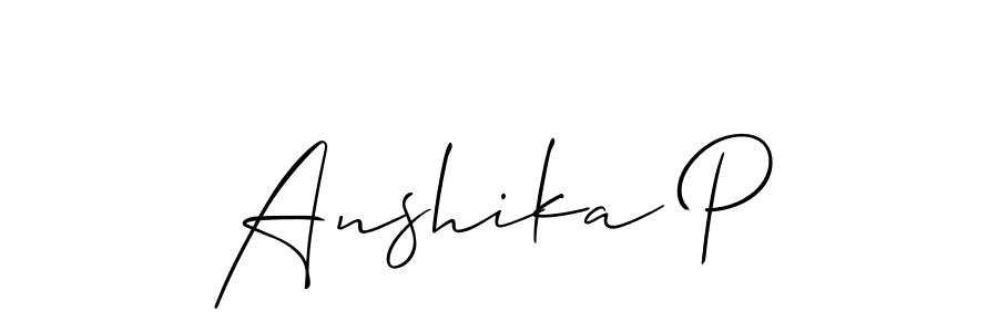 Make a beautiful signature design for name Anshika P. With this signature (Allison_Script) style, you can create a handwritten signature for free. Anshika P signature style 2 images and pictures png