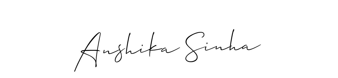 How to make Anshika Sinha name signature. Use Allison_Script style for creating short signs online. This is the latest handwritten sign. Anshika Sinha signature style 2 images and pictures png