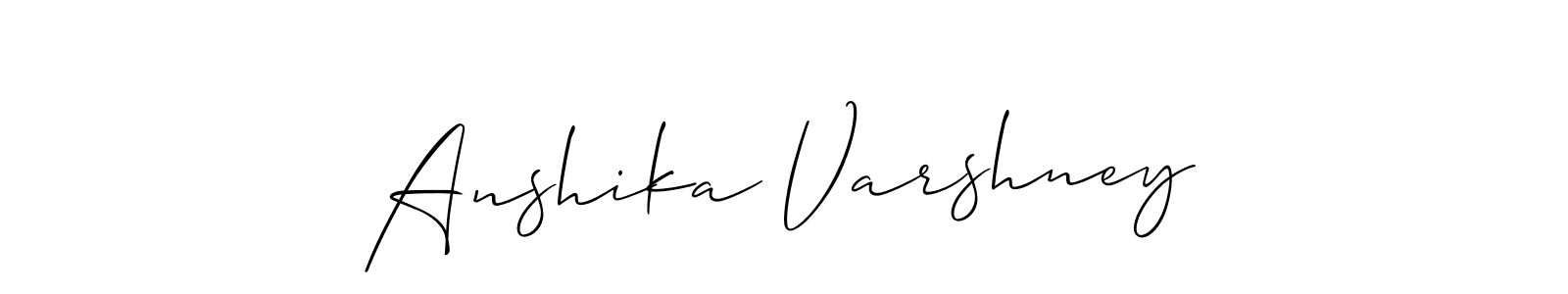 You should practise on your own different ways (Allison_Script) to write your name (Anshika Varshney) in signature. don't let someone else do it for you. Anshika Varshney signature style 2 images and pictures png