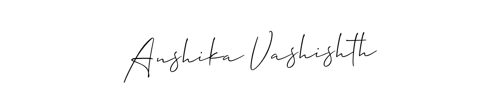 Create a beautiful signature design for name Anshika Vashishth. With this signature (Allison_Script) fonts, you can make a handwritten signature for free. Anshika Vashishth signature style 2 images and pictures png