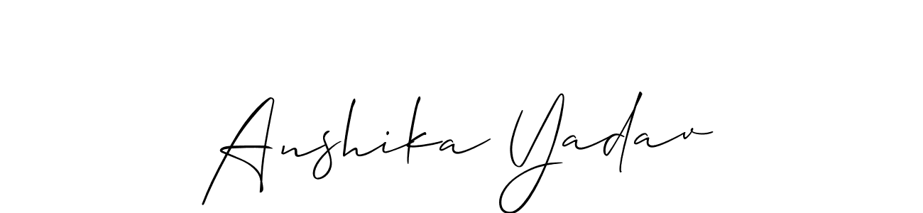 The best way (Allison_Script) to make a short signature is to pick only two or three words in your name. The name Anshika Yadav include a total of six letters. For converting this name. Anshika Yadav signature style 2 images and pictures png